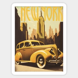 New York Car Vintage Travel Art Poster Sticker